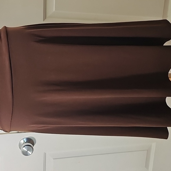 Y2K, Baby Doll Elegant Brown Sleeveless Dress. Rouched, Midi, Size Large. - Picture 6 of 7